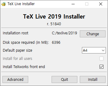 tex live utility listing failed 2019